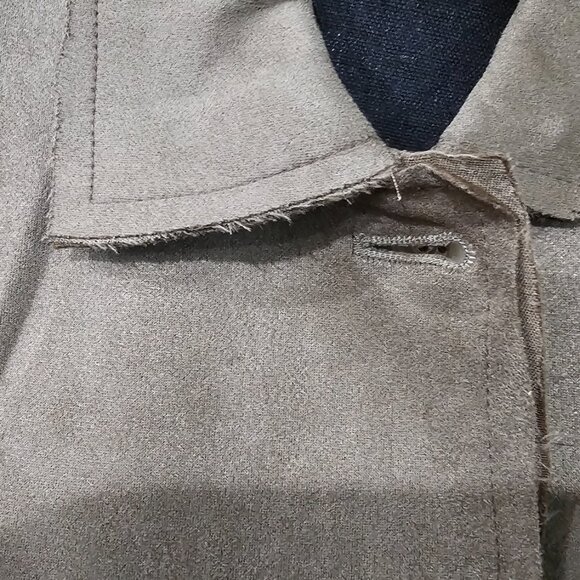 Olive Suede Like Longer Fitted Jacket - Picture 5 of 7